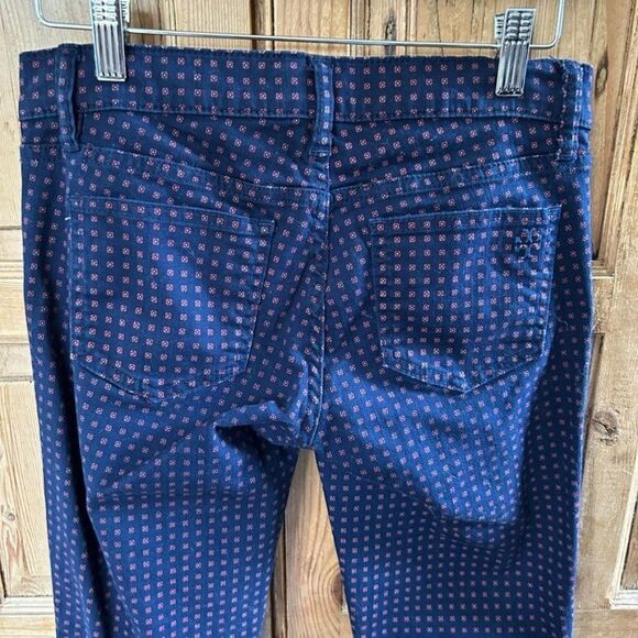 Tory Burch 25 Navy‎ Blue Red Skinny Pants Jeans Printed Dotted - Picture 11 of 14